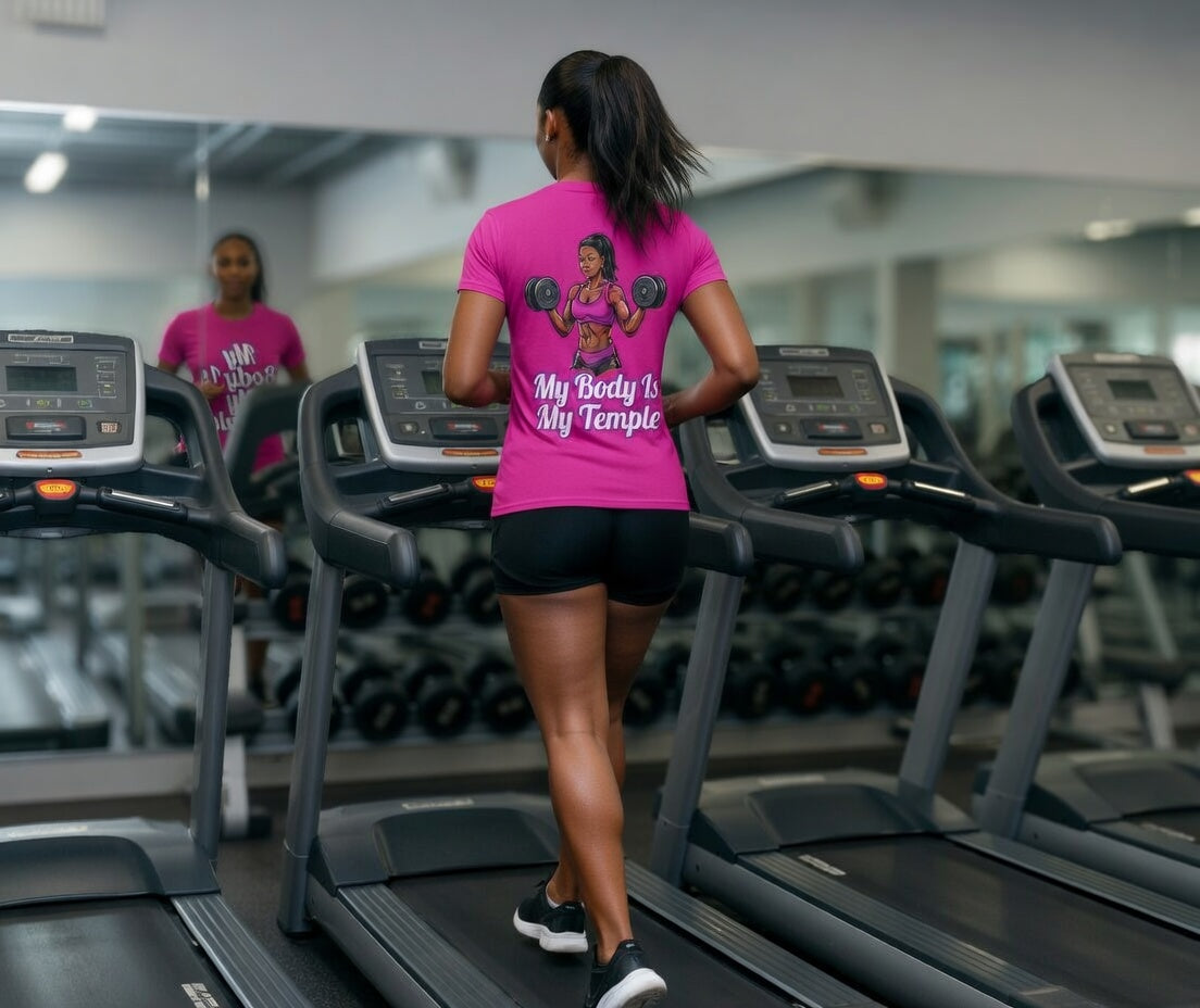 Pink tshirt with Dumbbells