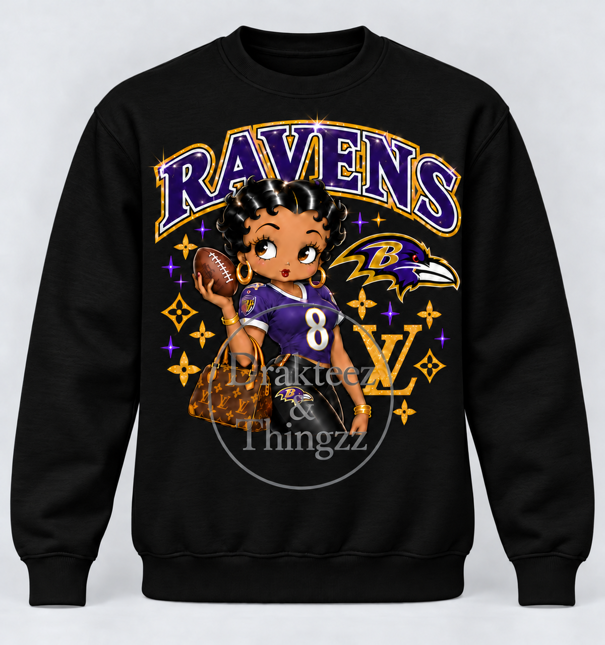 Rhinestone Betty Boop Raven Sweatshirts