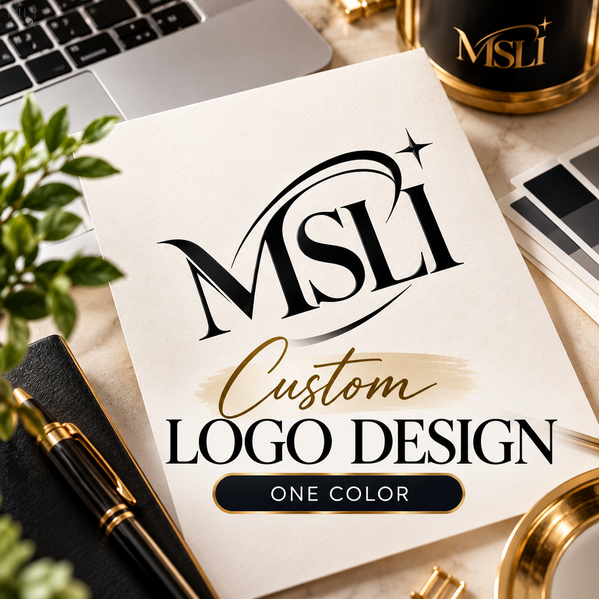 Custom Logo Design — One Color ($100 Logo + $25 Design Fee = $125 Total)