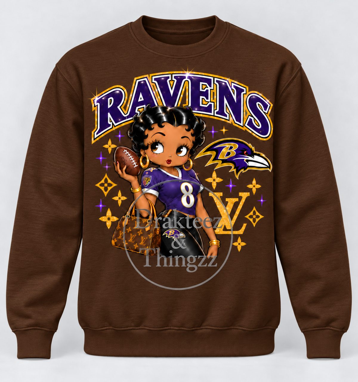 Rhinestone Betty Boop Raven Sweatshirts