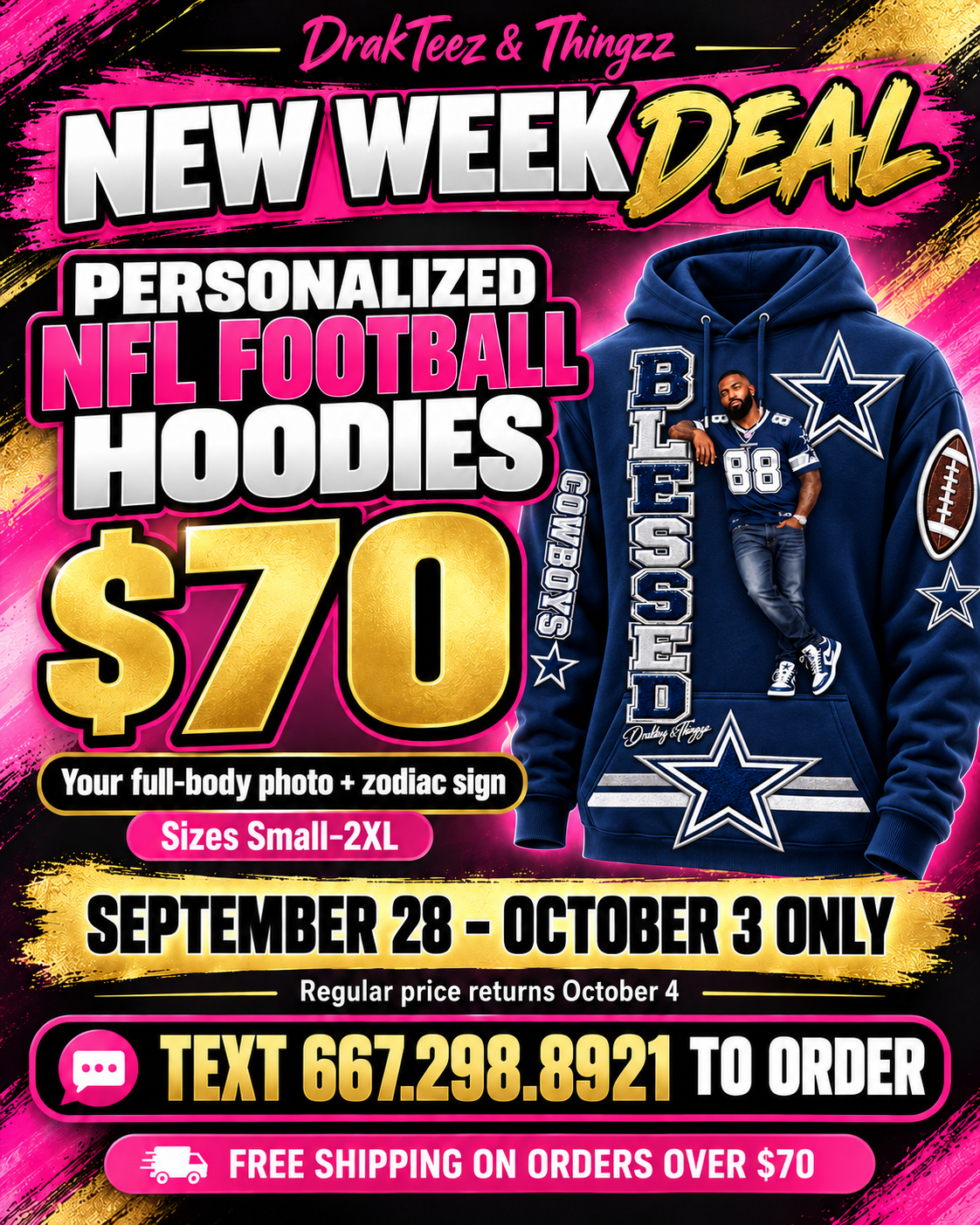 Personalized NFL Hoodie Sale September 28- October 3rd