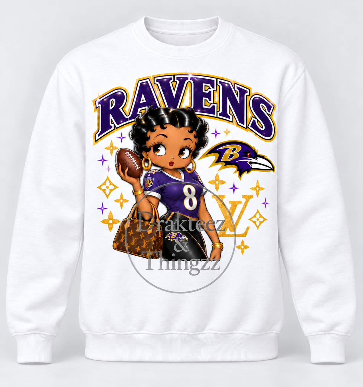 Rhinestone Betty Boop Raven Sweatshirts